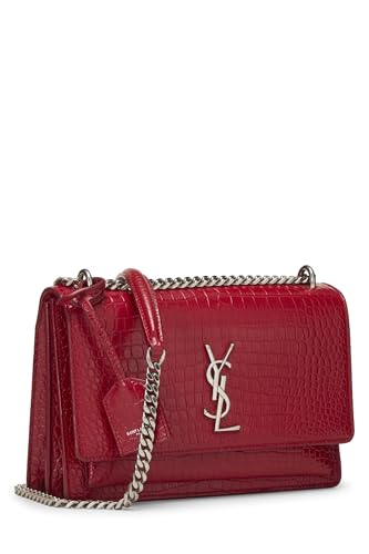 Yves Saint Laurent, Atardecer mediano de cuero con relieve rojo Pre-Loved, Rojo