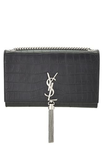 Yves Saint Laurent, Pre-Loved Black Embossed Kate Tassel Medium, Black