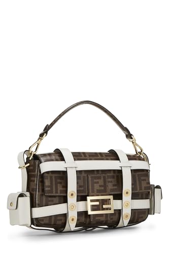 Fendi, Baguette Cage en toile enduite Zucca blanche d'occasion, blanc