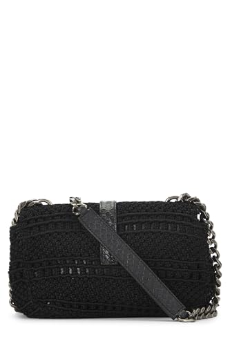 YVES SAINT LAURENT, Pre-Loved Black Knit Crochet Serpent Chain Bag Baby, Black