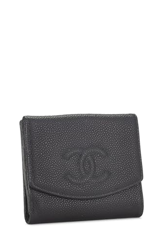 Chanel, Pre-Loved Black Caviar Timeless 'CC' Compact Wallet, Black