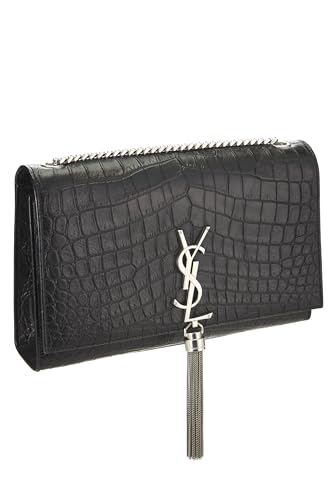 Yves Saint Laurent, Pre-Loved Black Embossed Kate Tassel Medium, Black