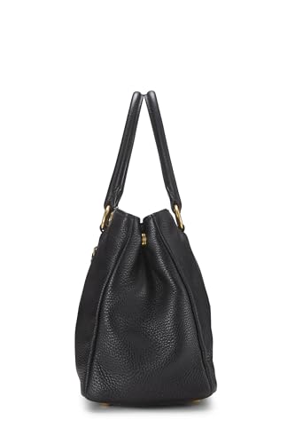 Prada, sac cabas convertible Vitello Daino noir d'occasion, noir