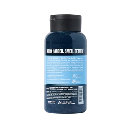 Gel de baño de alta viscosidad THICK para hombres de Duke Cannon Supply Co. THICK IN A BOX, paquete de 4, ingredientes de primera calidad, espesantes de origen vegetal, espuma superior, exfoliante natural, 17,5 onzas líquidas (paquete de 4)