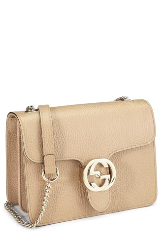 Gucci, petit sac à bandoulière entrelacé en cuir beige d'occasion, beige