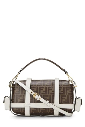 Fendi, Baguette Cage en toile enduite Zucca blanche d'occasion, blanc