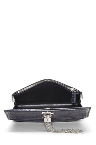 Yves Saint Laurent, Pre-Loved Navy Embossed Kate With Tassel Wallet On Chain (WOC), Navy