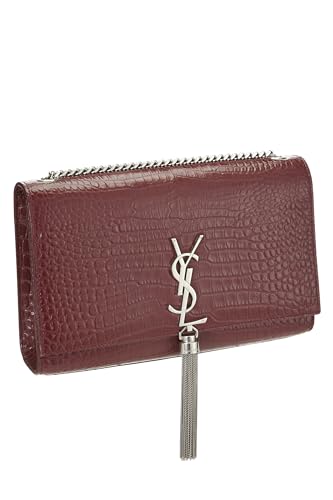 Yves Saint Laurent, Pre-Loved Burgundy Embossed Kate Tassel Medium, Burgundy