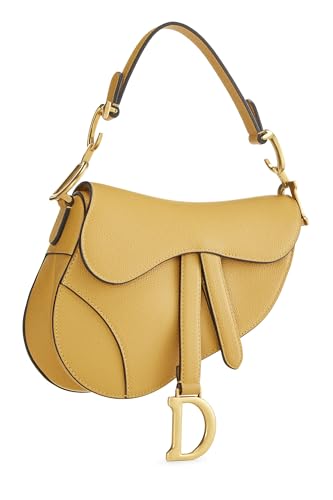 Dior, Pre-Loved Yellow Leather Saddle Bag Mini, Yellow