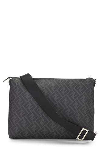 Fendi, sac messager zippé en toile enduite noire d'occasion, noir