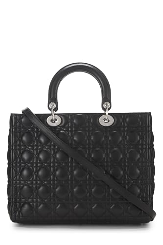 Dior, Pre-Loved Black Cannage Quilted Lambskin Lady Dior Large, Black