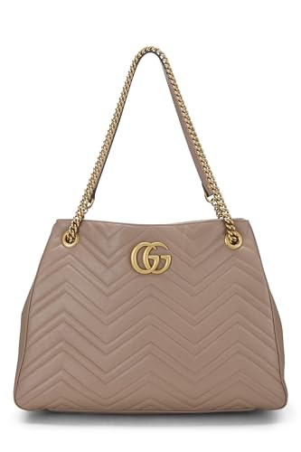 Gucci, Pre-Loved Pink Leather GG Marmont Chain Tote, Pink