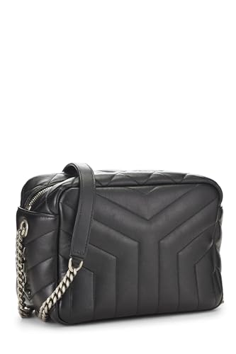 Yves Saint Laurent, Pre-Loved Black Calfskin Leather Lou Bowling Bag Small, Black