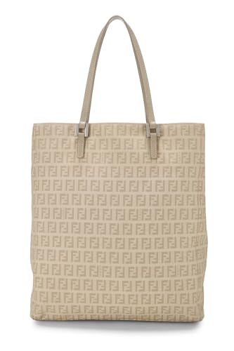 Fendi, Pre-Loved Beige Zucchino Canvas Vertical Tote Small, Beige