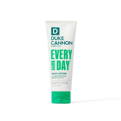 Duke Cannon Standard Issue 2-en-1 FPS 30 Face Lotion - Humectante diario hidratante con protección solar de amplio espectro, 3.5 fl. oz.