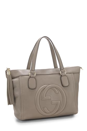 Gucci, Bolso tote Soho de cuero gris con cremallera Pre-Loved, Gris