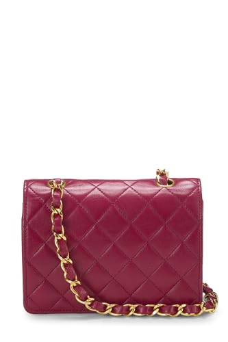 Chanel, Pre-Loved Pink Quilted Lambskin Half Flap Micro, Pink