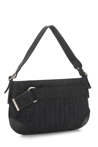 Fendi, Bolso de hombro Zucca de nailon negro Pre-Loved, Negro