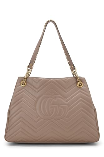 Gucci, sac fourre-tout à chaîne GG Marmont en cuir rose d'occasion, rose