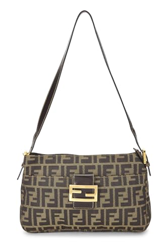 Fendi, Bolso de hombro de lona Zucca marrón Pre-Loved, Marrón