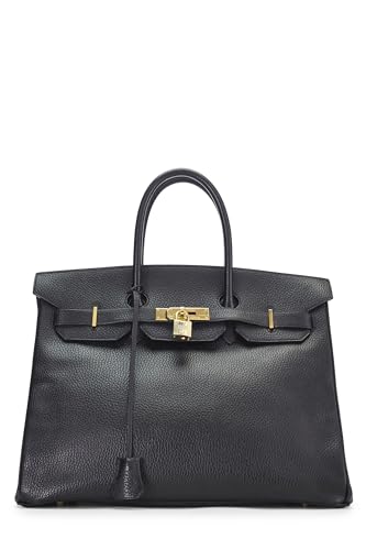 Hermès, Pre-Loved Black Ardennes Birkin 35, Negro