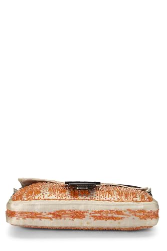 Fendi, Pre-Loved Orange Beaded Satin Baguette, Orange