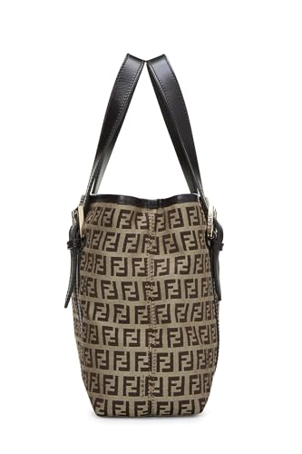 Fendi, sac à main en toile marron Zucchino d'occasion, marron