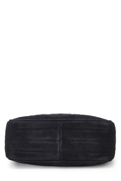 CHANEL, Mini bolso para cámara con bolsillo vertical de ante negro Pre-Loved, Negro