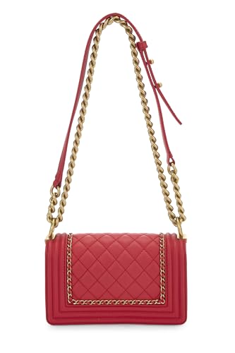 Chanel, petit sac à main Boy en cuir d'agneau rose d'occasion avec chaîne, rose