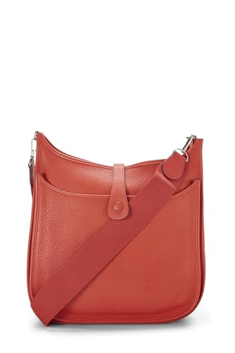 Hermès, Pre-Loved Rouge Tomate Clemence Evelyne III GM, Red