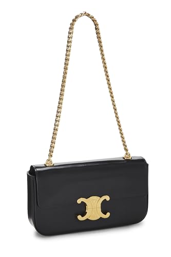 Céline, Pre-Loved Black Calfskin Claude Chain Shoulder Bag, Black