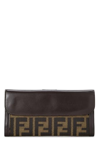 Fendi, portefeuille long en toile marron Zucca d'occasion, marron