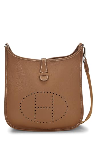 Hermès, Clémence Evelyne III PM en or d'occasion, Hermès Noisette