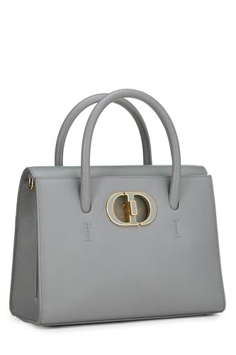 Dior, Tote mediano St Honoré de piel de becerro granulada gris Pre-Loved, Azul