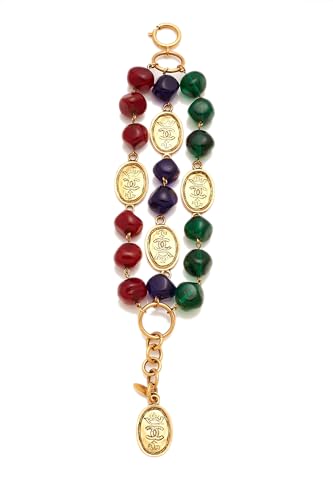 Chanel, Pre-Loved Gold & Multicolor Gripoix Bracelet, Gold