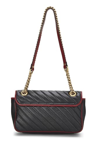 Gucci, sac à bandoulière Torchon Marmont en cuir noir d'occasion, petit modèle, multicolore