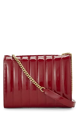 Yves Saint Laurent, Pre-Loved Red Quilted Patent Leather Vicky Crossbody Large, Red