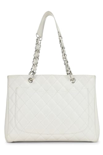 Chanel, Pre-Loved White Quilted Caviar Grand Shopping Tote (GST), White