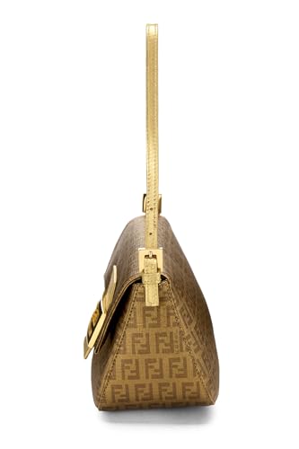 Fendi, Pre-Loved Gold Coated Canvas Zucchino Mama Mini, Gold