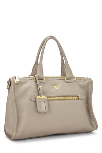 Prada, sac cabas convertible Vitello Daino beige d'occasion de taille moyenne, gris