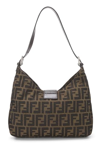 Fendi, sac à bandoulière en toile marron Zucca d'occasion, marron