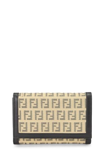 Fendi, portefeuille à deux volets en toile Zucchino noire d'occasion, noir