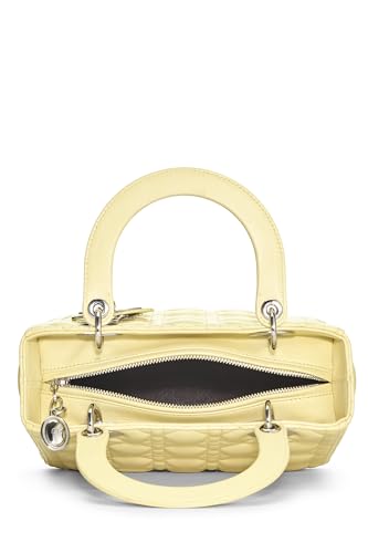 Dior, Lady Dior Medium en cuir d'agneau matelassé jaune Cannage d'occasion, jaune