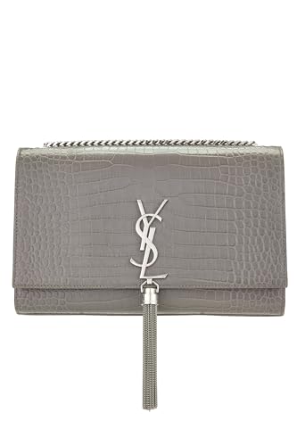 Yves Saint Laurent, Pre-Loved Grey Embossed Kate Tassel Medium, Grey