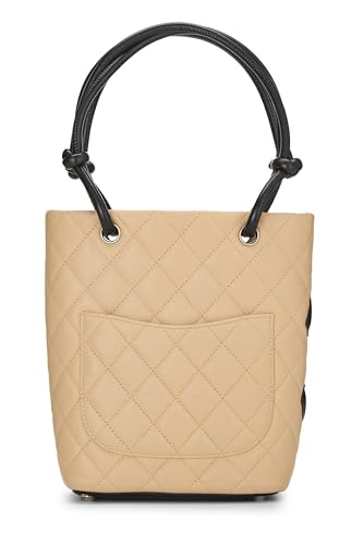 Chanel, Mini sac cabas Cambon Ligne en cuir de veau matelassé beige d'occasion, beige