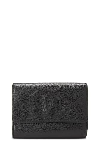 Chanel, Pre-Loved Black Caviar Timeless 'CC' Compact Wallet, Black