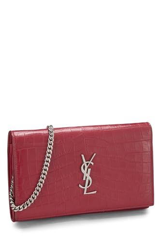 Yves Saint Laurent, Pre-Loved Red Embossed Kate Wallet On Chain (WOC), Red