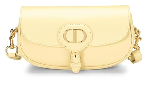 Dior, Bobby Flap en cuir de veau jaune d'occasion East West, Jaune