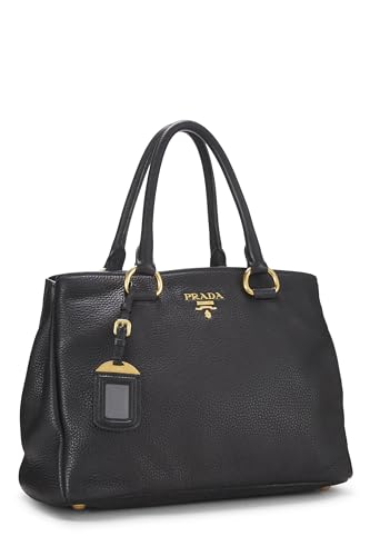 Prada, sac cabas convertible Vitello Daino noir d'occasion, noir