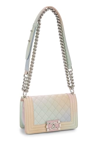 Chanel, Pre-Loved Rainbow Quilted Caviar Boy Bag Small, Multi